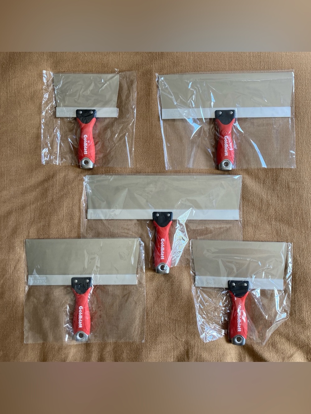 Goldblatt 5-piece set stainless steel drywall taping knives NEW